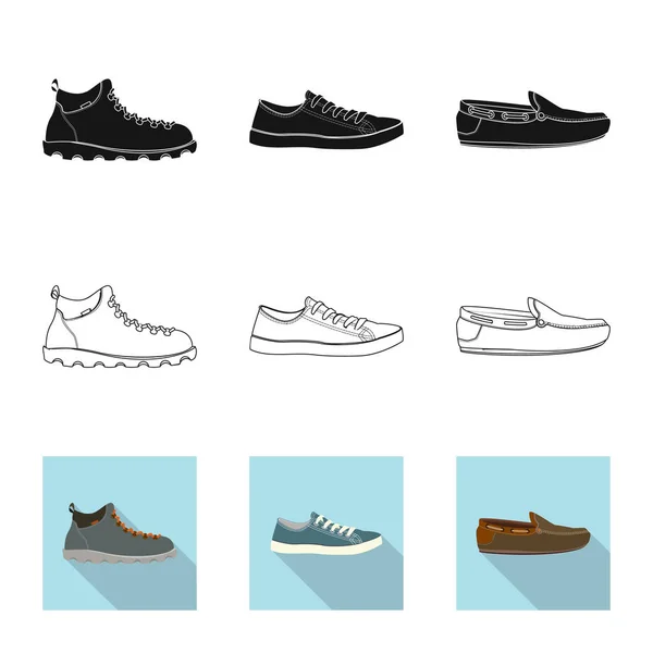 Ilustración vectorial del signo de calzado y calzado. Set de zapato y pie vector icono para stock . — Archivo Imágenes Vectoriales