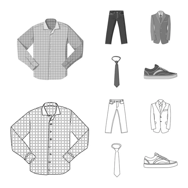 Oggetto isolato di uomo e simbolo di abbigliamento. Set di uomo e indossare icona vettoriale per magazzino . — Vettoriale Stock
