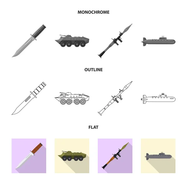Illustration vectorielle du logo des armes et des armes. Jeu d'illustration vectorielle de stock d'armes et d'armée . — Image vectorielle