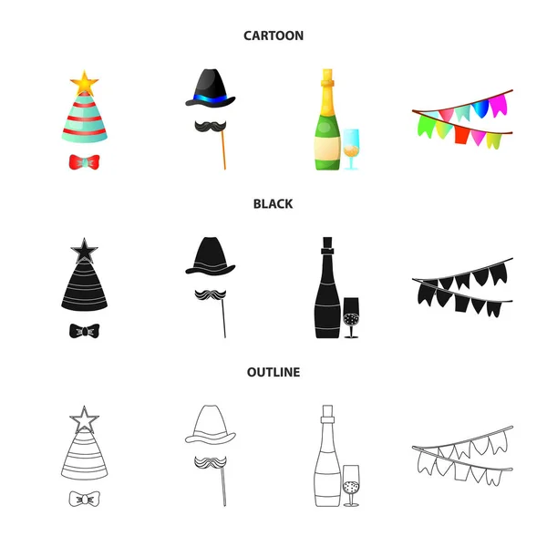 Векторная иллюстрация значка вечеринки и дня рождения. Набор праздничных и праздничных фондовых символов для интернета . — стоковый вектор