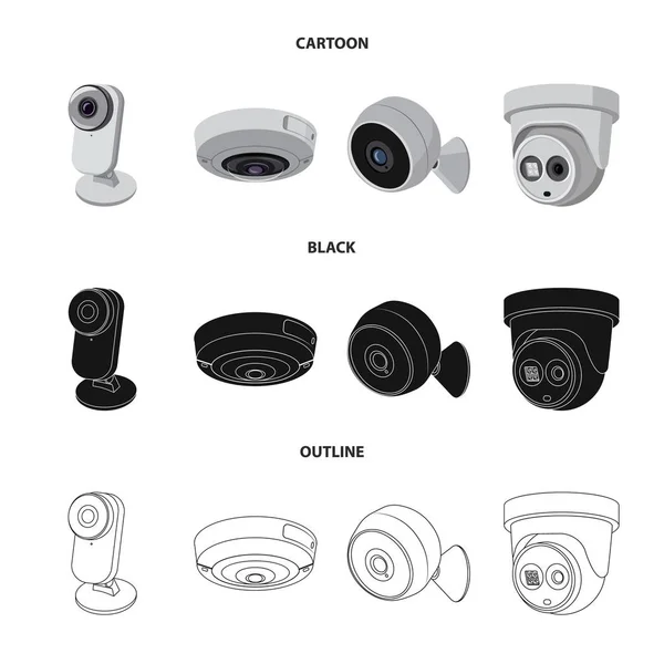 Objeto aislado de cctv y el signo de la cámara. Conjunto de cctv y sistema de stock símbolo para web . — Vector de stock