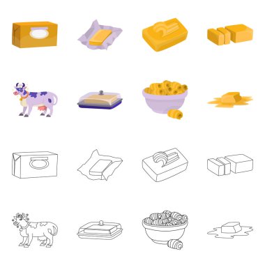 Vektör kremsi tasarımını ve ürün simgesi. Kremsi topluluğu ve çiftlik hisse senedi vektör çizim.