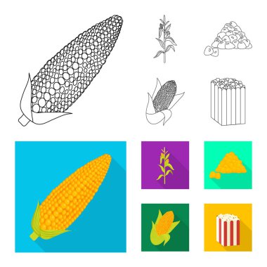 Mısır tarlası ve sebze işareti vektör tasarımı. Mısır tarlası ve vejetaryen hisse senedi simgesi web için kümesi.