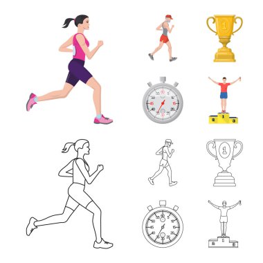 Spor ve kazanan simgesi yalıtılmış nesne. Hisse senedi için spor ve fitness vektör simge kümesi.