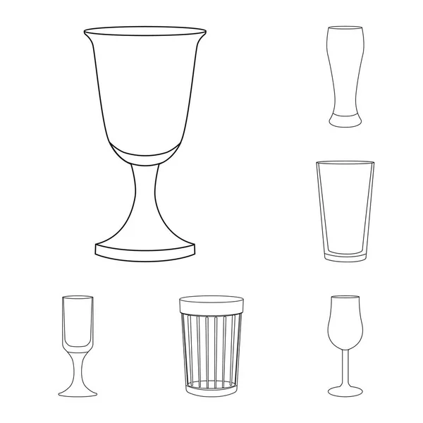 Design vettoriale di stoviglie e logo contenitore. Serie di stoviglie e bicchieri stock illustrazione vettoriale . — Vettoriale Stock