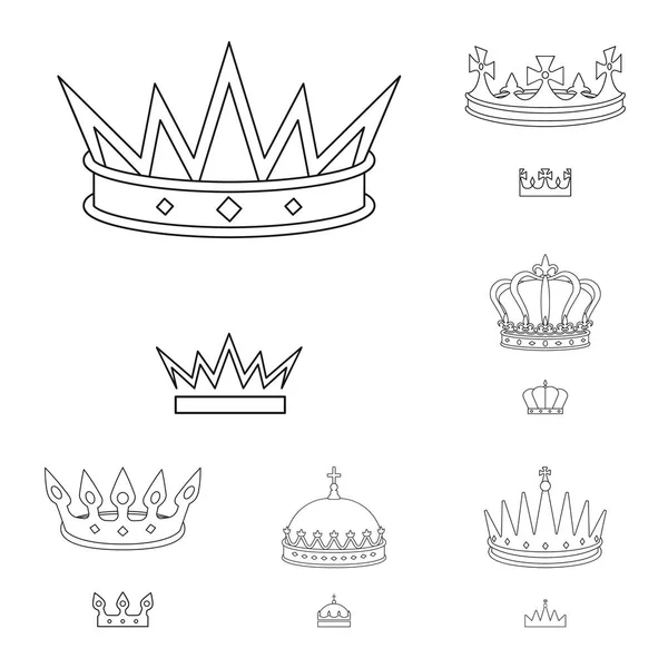 Isolated object of queen and heraldic symbol. Set of queen and vip stock symbol for web. — Stock Vector