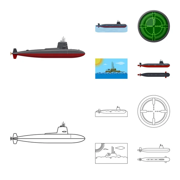 Projeto vetorial de guerra e logotipo do navio. Conjunto de ilustrações vetoriais de guerra e frota . —  Vetores de Stock
