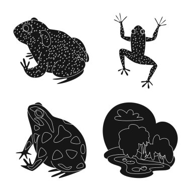Fauna ve sürüngen logo yalıtılmış nesne. Fauna ve anuran hisse senedi vektör çizim topluluğu.