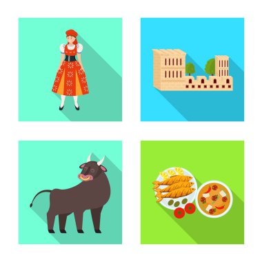 Vektör tasarımı ve simge tarihi. Toplama ve ülke hisse senedi vektör çizim.