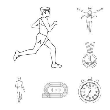 Egzersiz ve sprinter simge vektör Illustration. Egzersiz ve maraton hisse senedi vektör çizim topluluğu.