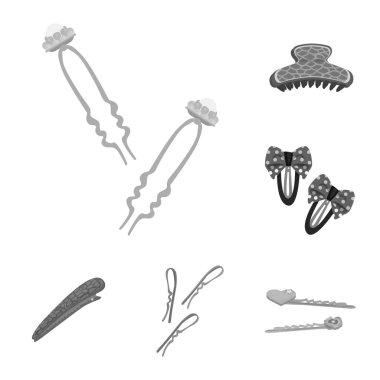 Kuaförlük ve hairclip sembolü yalıtılmış nesne. Güzellik ve moda stok vektör çizim topluluğu.