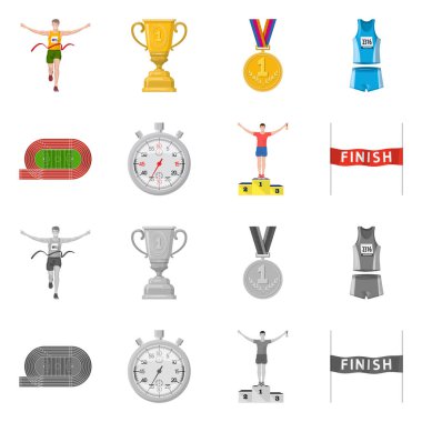 Spor ve kazanan logo vektör tasarımı. Spor ve fitness hisse senedi simgesi web için kümesi.