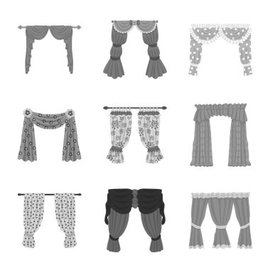 İç ve korniş logo vektör tasarımı. İç ve perdeler hisse senedi vektör çizim topluluğu.