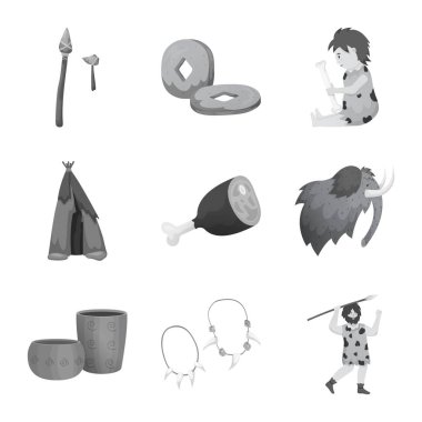 Geçmiş ve dönemin sembol yalıtılmış nesne. Geçmiş ve Neolitik vektör simgesini hissenin koleksiyonu.