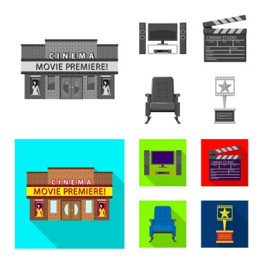 Televizyon ve filme simge vektör Illustration. Televizyon ve hisse senedi vektör çizim ile ilgilenen koleksiyonu.