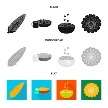 Mısır tarlası ve sebze simge vektör tasarımı. Mısır tarlası ve hisse senedi için vejetaryen vektör ikon koleksiyonu.