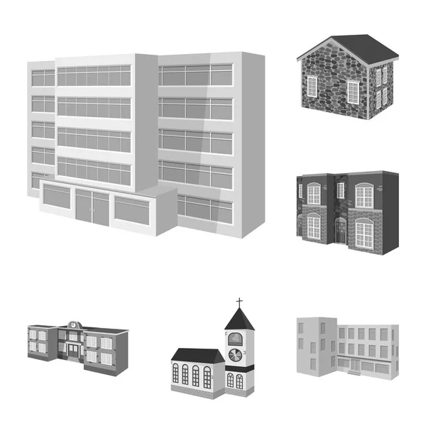 건축과 부동산 로고의 고립 된 개체입니다. 건축과 주택 재고 벡터 일러스트 레이 션의 설정. — 스톡 벡터