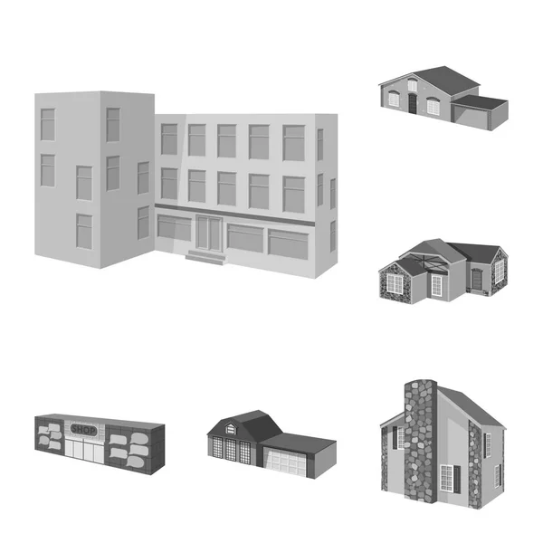 건축과 부동산 상징의 고립 된 개체입니다. 건축과 주택 재고에 대 한 벡터 아이콘 세트. — 스톡 벡터