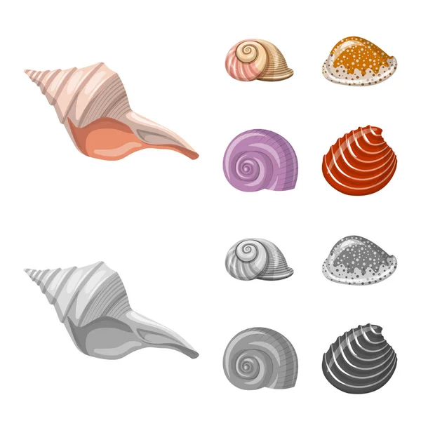 Vector ontwerp van dier en decoratie symbool. Set van dier en Oceaan voorraad vectorillustratie. — Stockvector