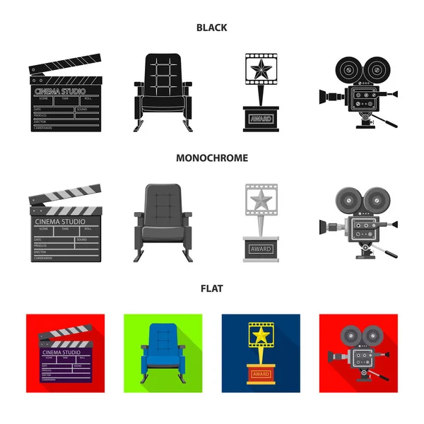 Vector ontwerp van televisie en filmen symbool. Collectie van televisie en het beurssymbool voor web bekijken. — Stockvector