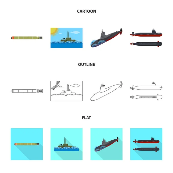 Diseño vectorial de guerra y señal de barco. Conjunto de guerra y flota stock vector ilustración . — Vector de stock