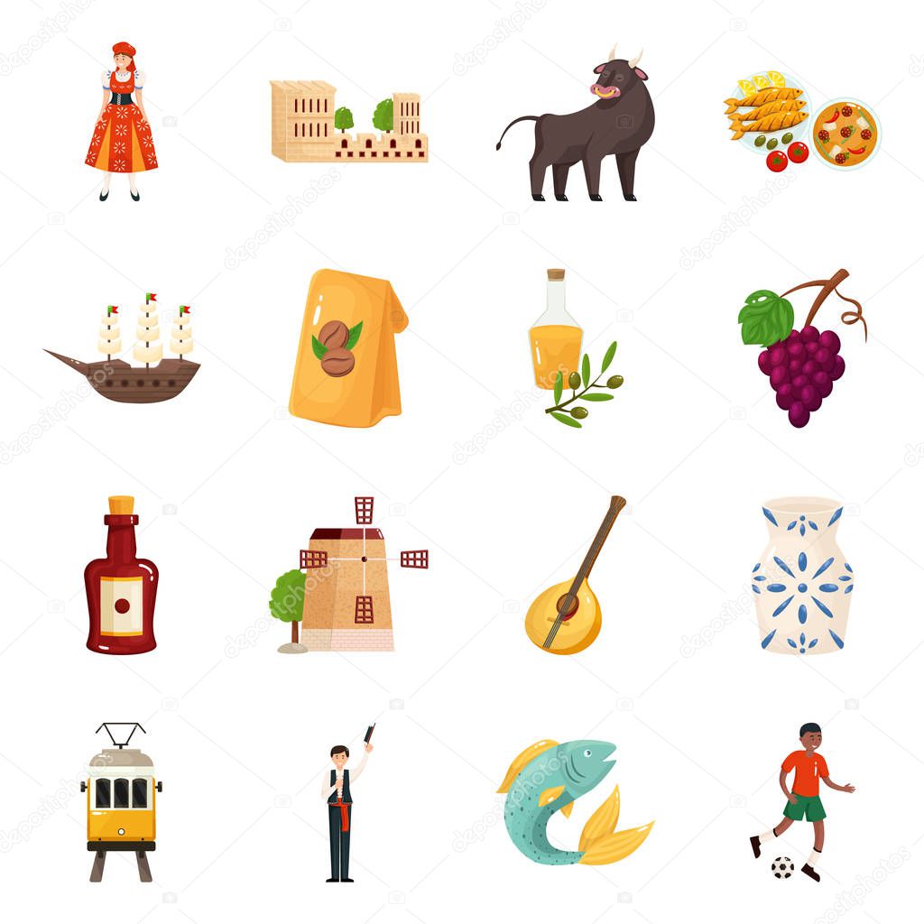 Vector illustration of  and  icon. Set of  and travel vector icon for stock.
