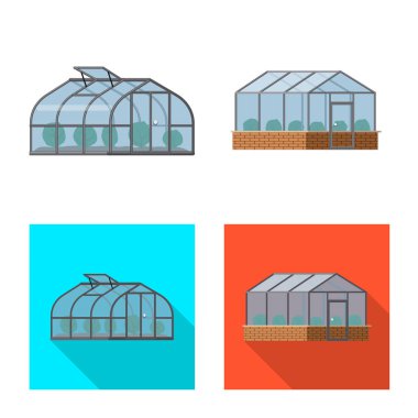 Sera ve bitki simge vektör Illustration. Sera ve Bahçe hisse senedi vektör çizim.