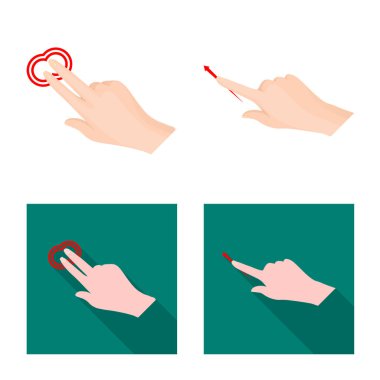 Dokunmatik ve el simgesi yalıtılmış nesne. Dokunmatik ekran ayarla ve stok vektör çizim değmek.