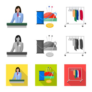 Çamaşırhane ve temiz simgesi yalıtılmış nesne. Çamaşır ve giysi hisse senedi vektör çizim seti.