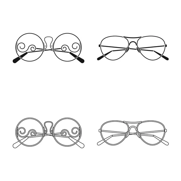 Elkülönített objektum szemüveg és napszemüveg-jel. Üvegek és tartozékok vektor ikon készletek. — Stock Vector