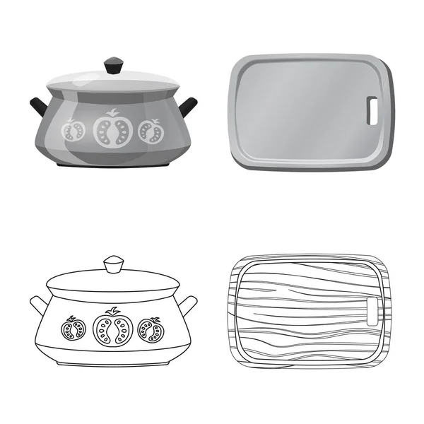 Vector ontwerp van de keuken en cook pictogram. Set van keuken- en apparatenbouw vector pictogram voor voorraad. — Stockvector