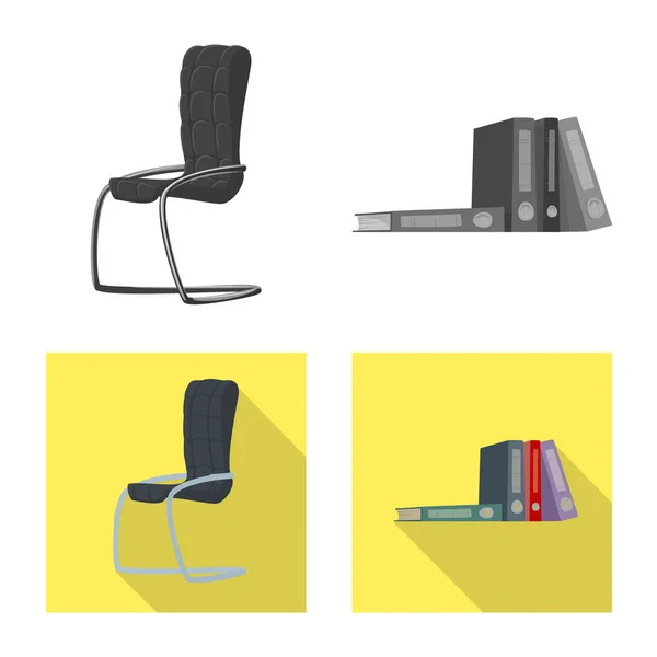 Ilustración vectorial de muebles e icono de trabajo. Conjunto de muebles y el hogar vector de la ilustración . — Vector de stock