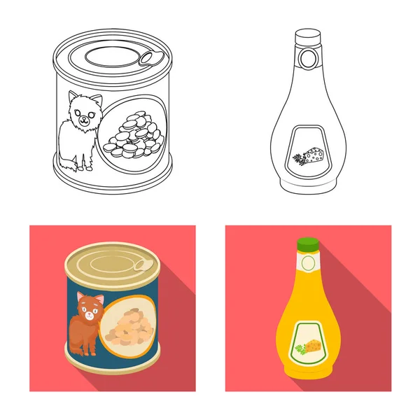 Objeto isolado de lata e símbolo de comida. Coleção de lata e pacote de símbolo de estoque para web . — Vetor de Stock