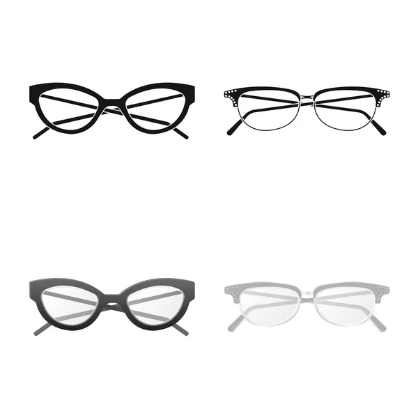 Illustration vectorielle de lunettes et de monture. Collection de lunettes et icône vectorielle accessoire pour stock . — Image vectorielle