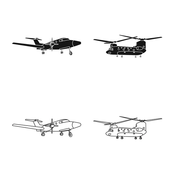 Vectorillustratie van vliegtuig en vervoer symbool. Set van vliegtuig en hemel voorraad vectorillustratie. — Stockvector