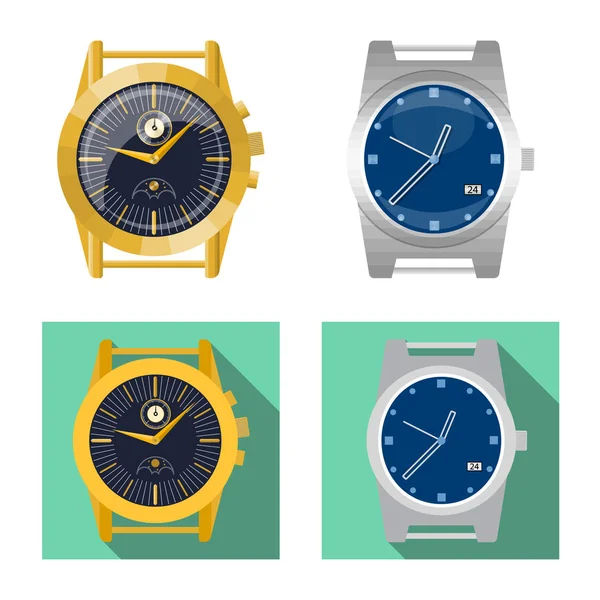 Ilustración vectorial del reloj y el logotipo del tiempo. Conjunto de reloj y círculo icono de vector para la acción . — Archivo Imágenes Vectoriales