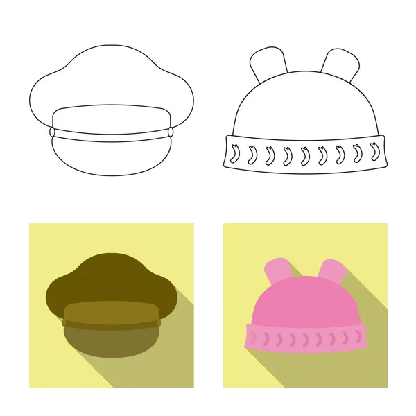 Vector illustration of headgear and cap icon. Set of headgear and accessory vector icon for stock. — Stock Vector