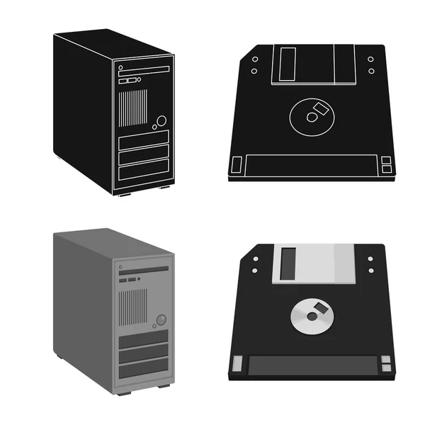 Design vettoriale dell'icona del laptop e del dispositivo. Set di laptop e server stock illustrazione vettoriale . — Vettoriale Stock