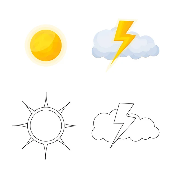 Vektorillustration von Wetter und Klima-Logo. Sammlung von Wetter- und Cloud-Aktiensymbolen für das Web. — Stockvektor