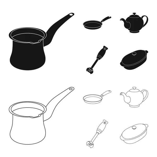Isolated object of kitchen and cook sign. Collection of kitchen and appliance vector icon for stock. — Stock Vector
