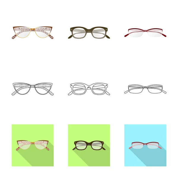 Vektor-Illustration von Brille und Rahmenschild. Sammlung von Brillen und Zubehör Stock Vector Illustration. — Stockvektor