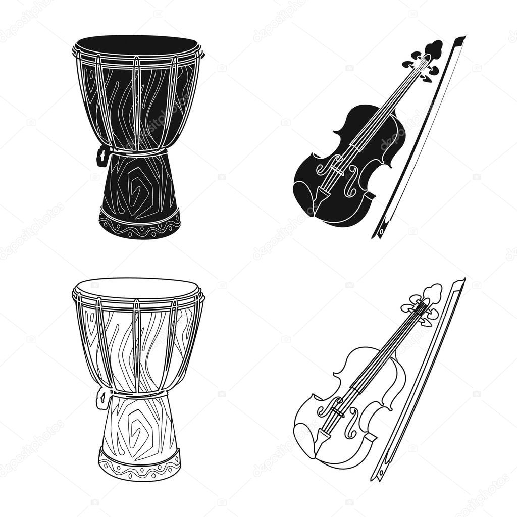 Isolated object of music and tune logo. Set of music and tool stock vector illustration.