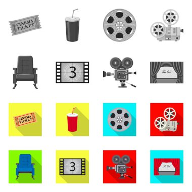 Televizyon ve filme logo vektör Illustration. Televizyon ve hisse senedi için vektör simge görüntüleme kümesi.