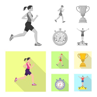 Spor ve kazanan işareti vektör tasarımı. Spor ve fitness hisse senedi vektör çizim seti.