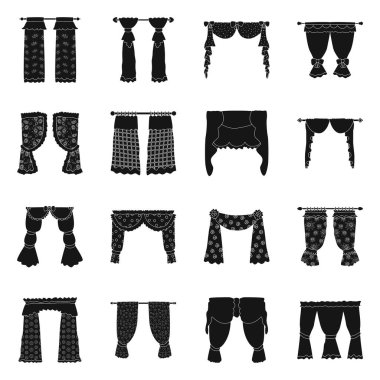 Jartiyer ve jaluzi simgesi izole nesne. Jartiyer ve perdelik stok vektör çizim koleksiyonu.