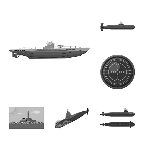 軍と深いアイコンのベクトル設計。軍と核ストックベクトルの図のセット. — ストックベクタ