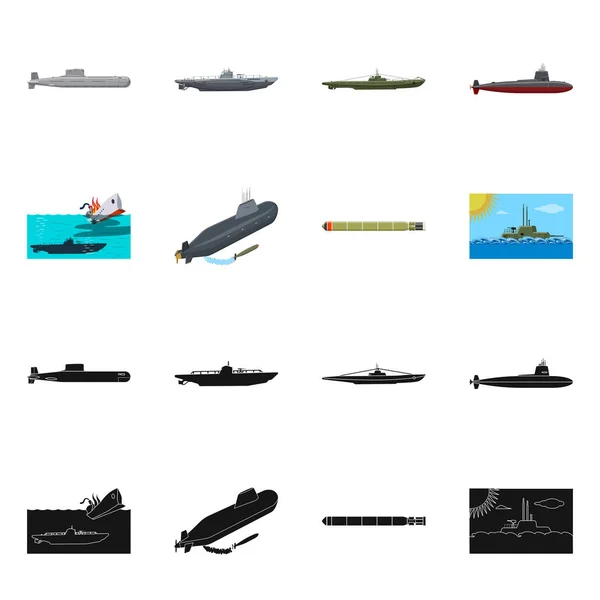 Objeto isolado de guerra e logotipo do navio. Conjunto de símbolo de estoque de guerra e frota para web . — Vetor de Stock