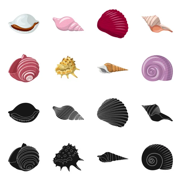 Vektordesign von Tier- und Dekorationssymbolen. Set von Tier- und Ozeanvektorsymbolen für Aktien. — Stockvektor