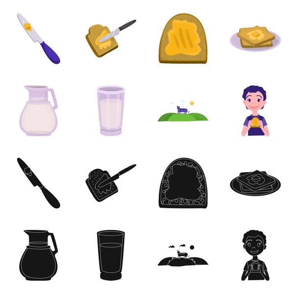 Diseño vectorial de cremoso y signo de producto. Colección de cremoso y el símbolo de stock de granja para la web . — Vector de stock