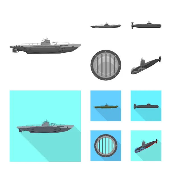 Diseño vectorial de guerra y señal de barco. Colección de guerra y flota símbolo de stock para la web . — Vector de stock